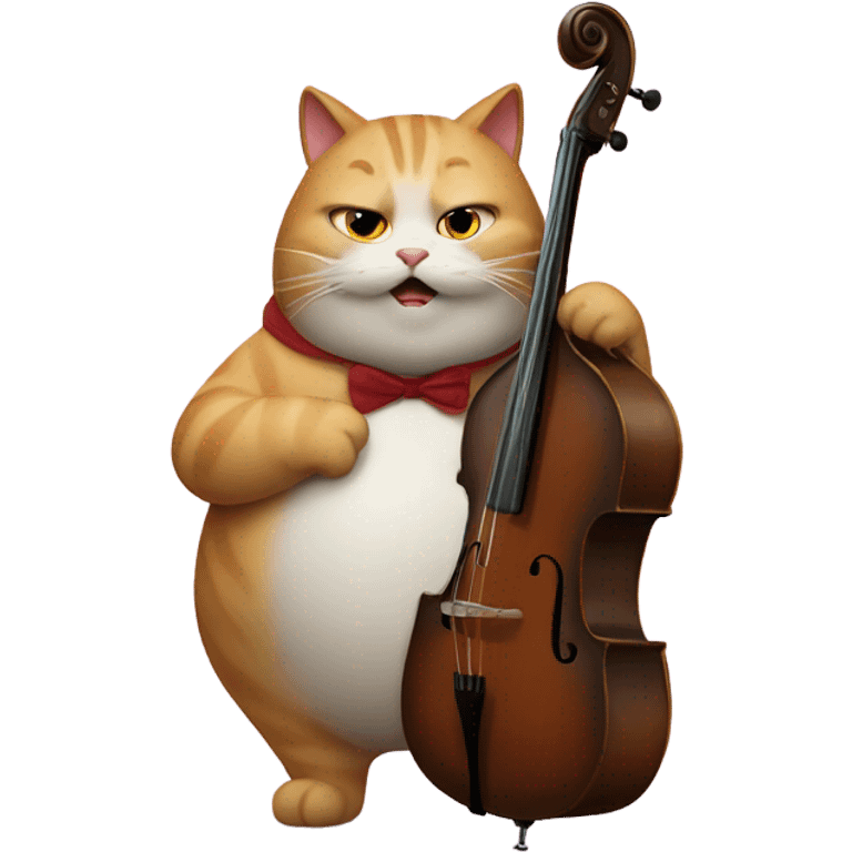 Obese cat playing double bass emoji