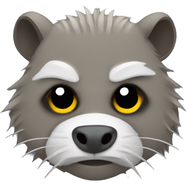 A coypu with a Batman mask emoji