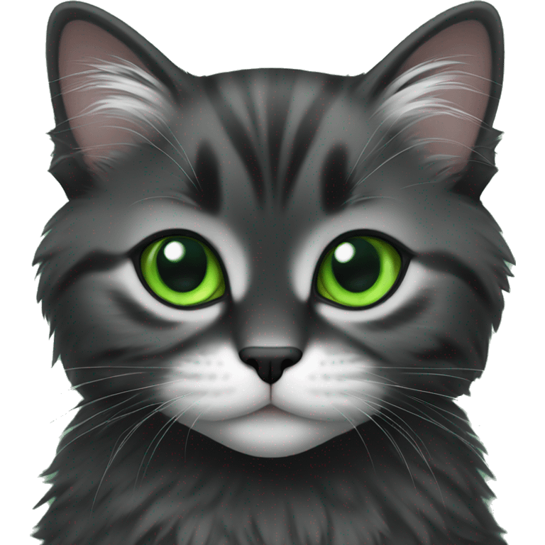 Black Siberian kitten with green eyes  emoji