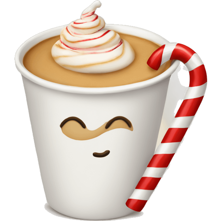 Latte with a candy cane in it emoji