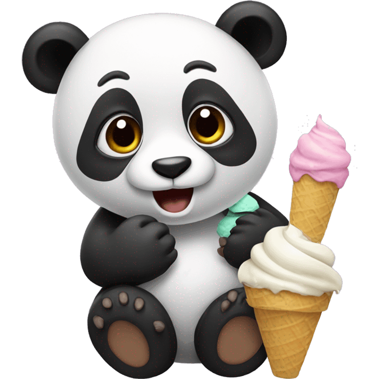 Panda eating ice cream emoji