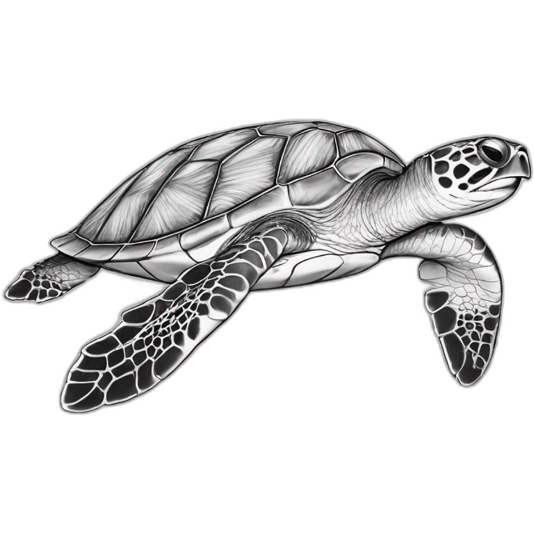 colouring page of a turtle in the sea emoji