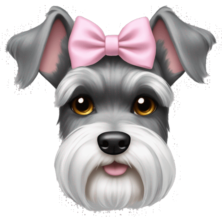 schnauzer pointy ears pink bow grey  emoji