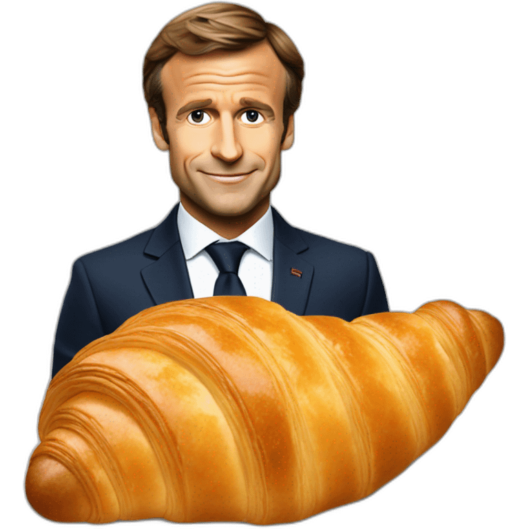 A croissant with the face of Emmanuel Macron emoji