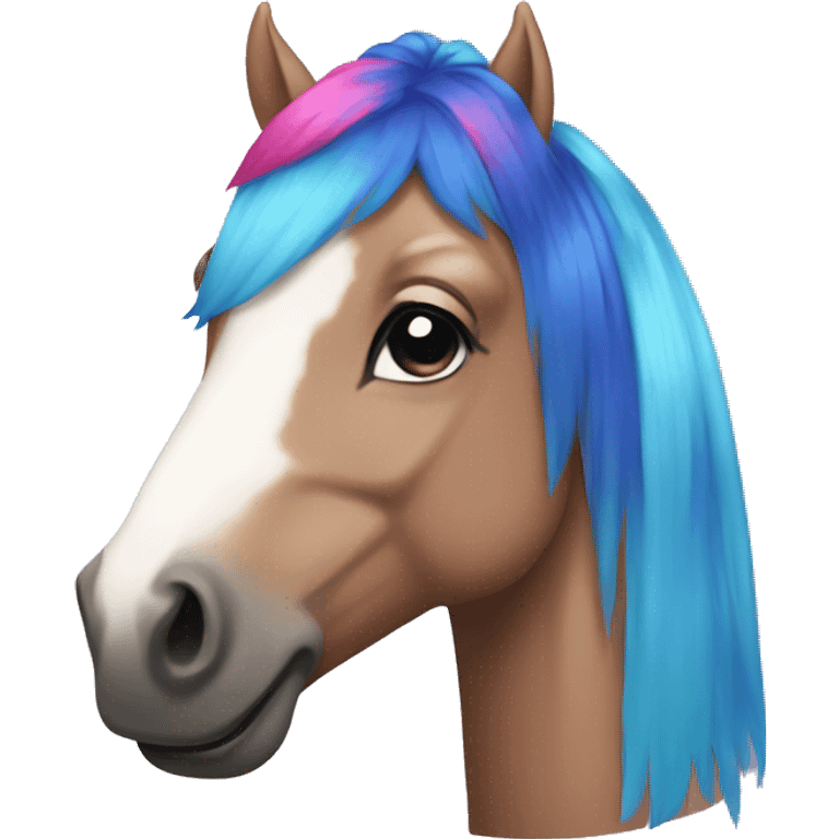 Horse with pink and blue hair emoji