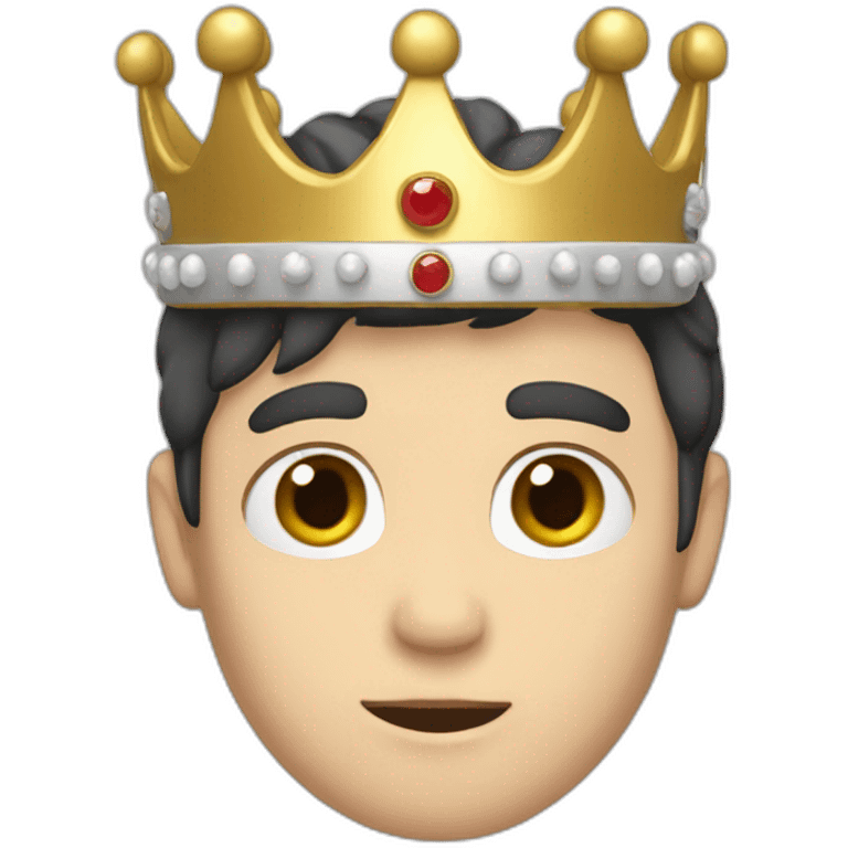 wawy dark hair white boy with a crown emoji