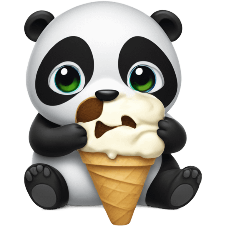 Panda eating ice cream emoji