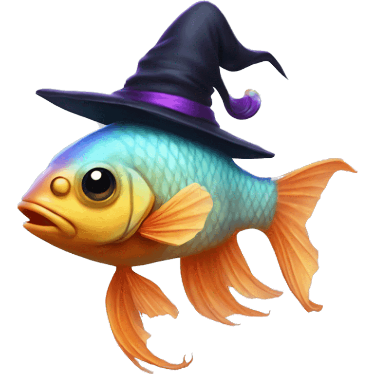 Beta fish with a witch hat  emoji