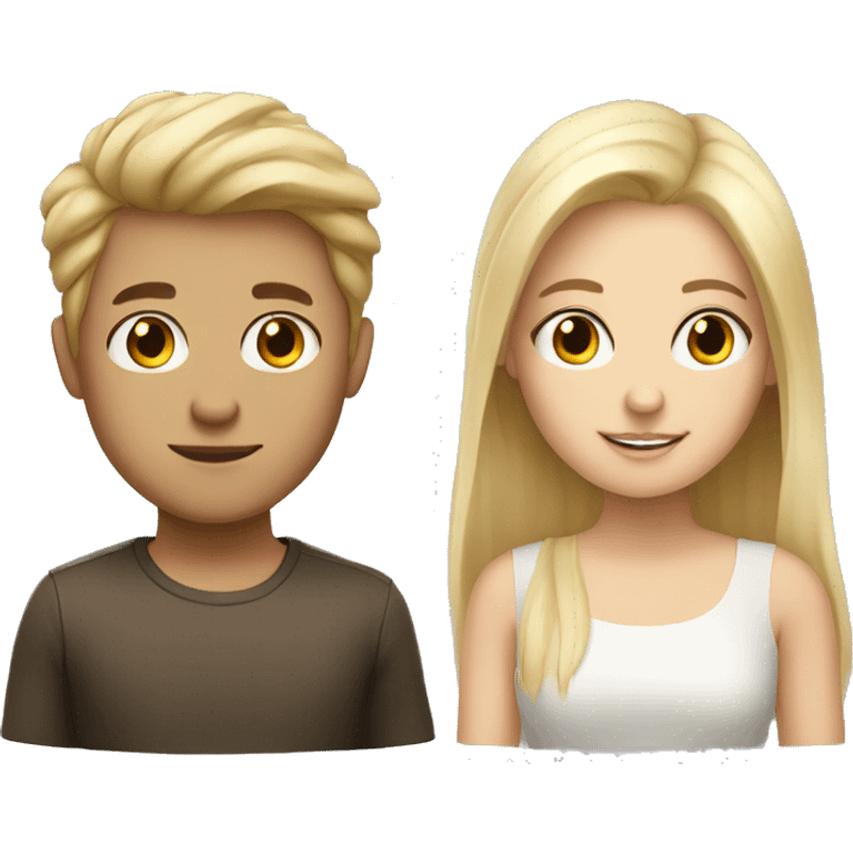 blonde girl and brunette boy emoji