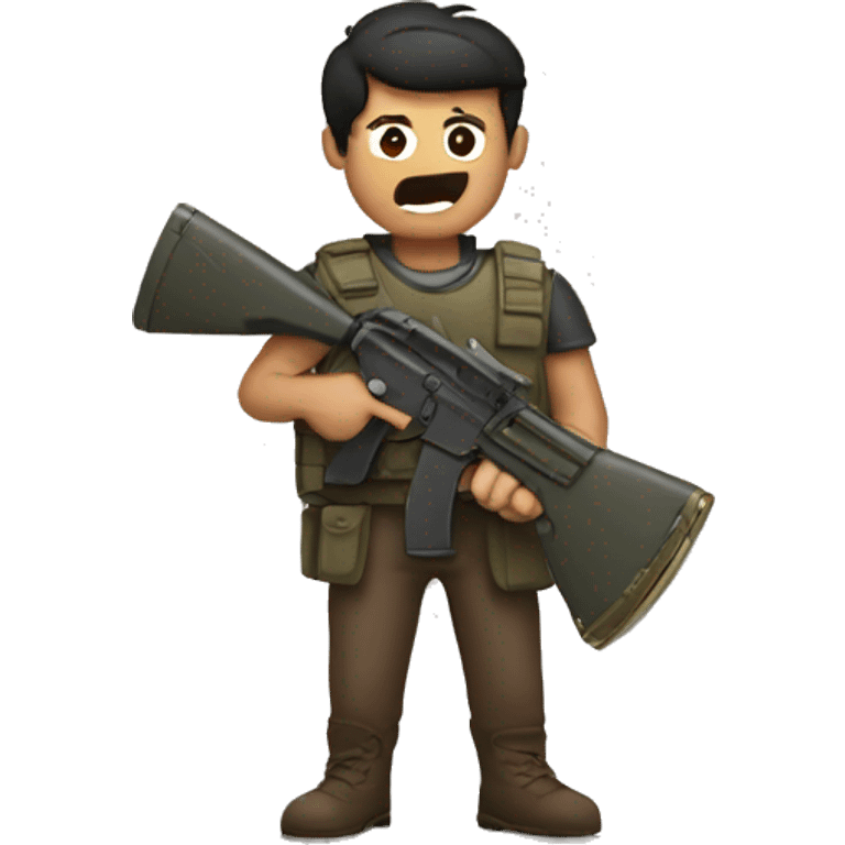 A man holding a shield blocking bullets emoji