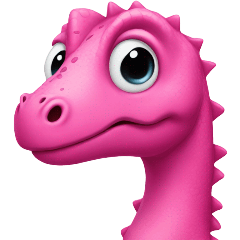 A pink dinosaur making a kissy face emoji