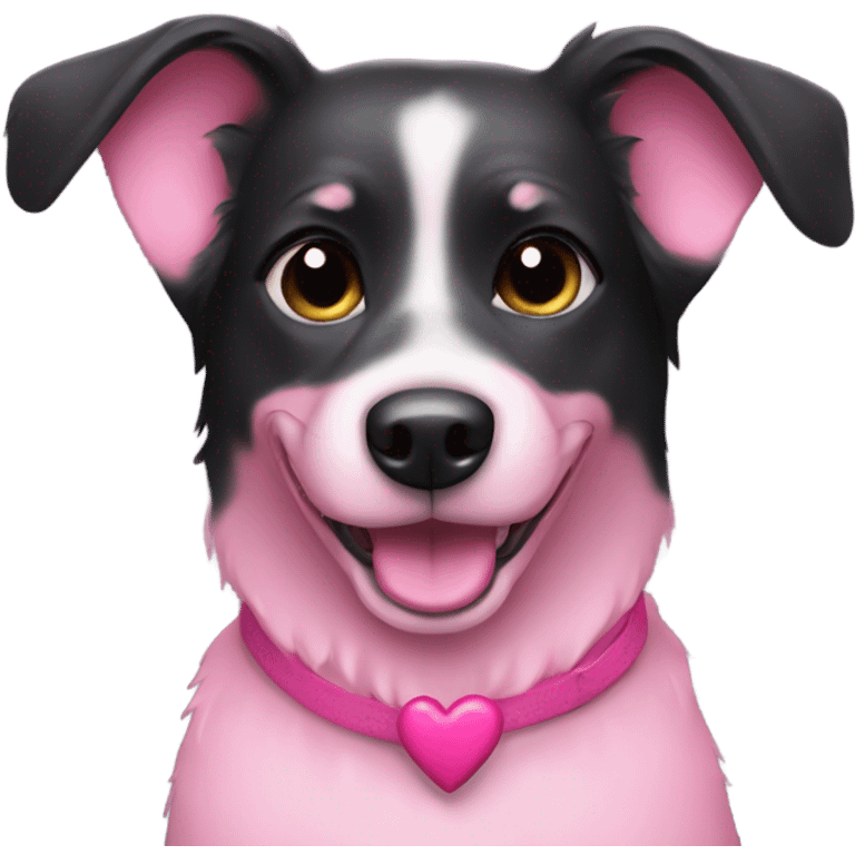 Black dog with pink hearts emoji