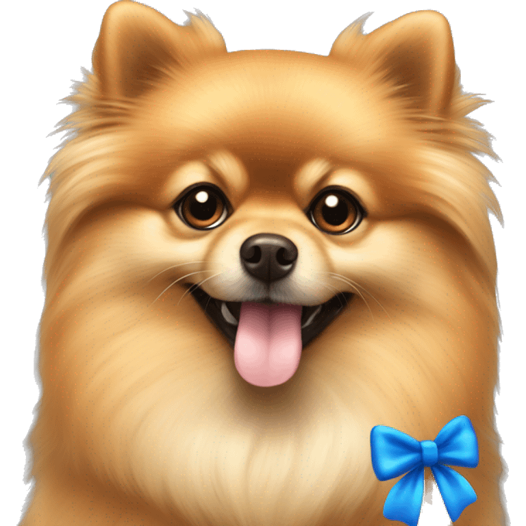 pomeranian orange sable with blue bow emoji