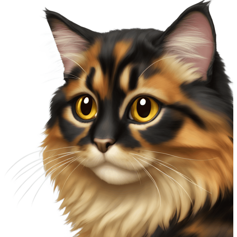 Long haired tortoiseshell cat hazel eyes black boot furs emoji