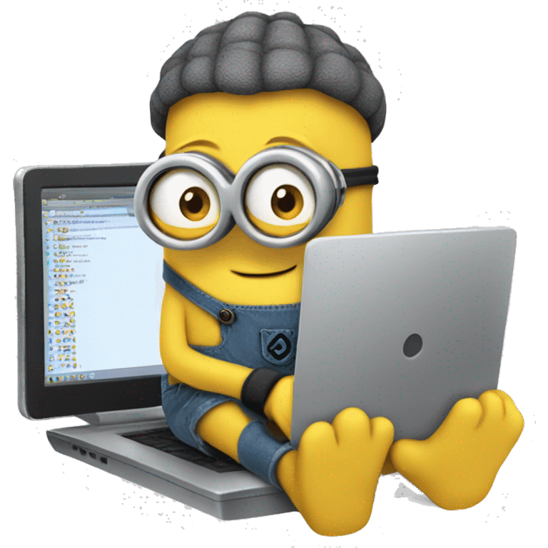 Kevin Minion on computer typing emoji