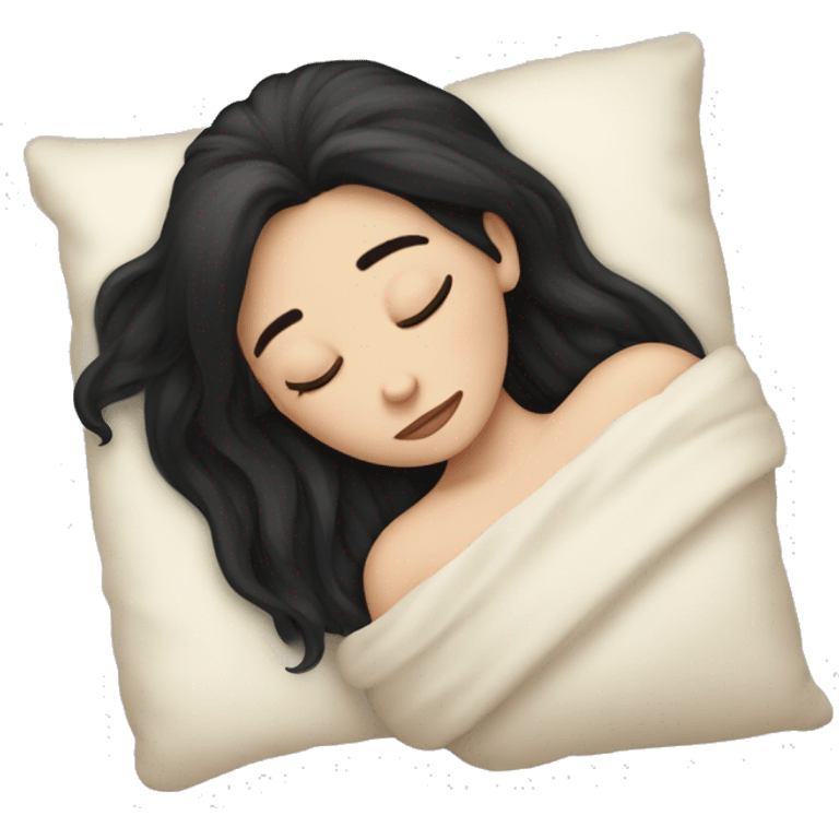 pale girl with long black hair sleeping  emoji