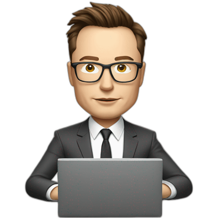 Elon musk working on a computer with glasses emoji