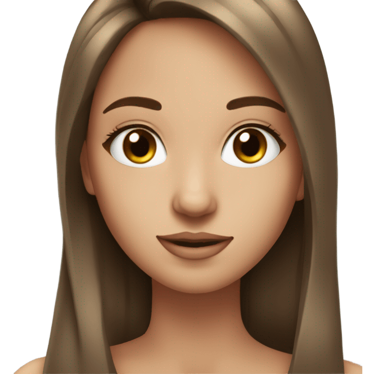 basic girl emoji but with long brown hair, long dark eye lashes, gorgeous emoji