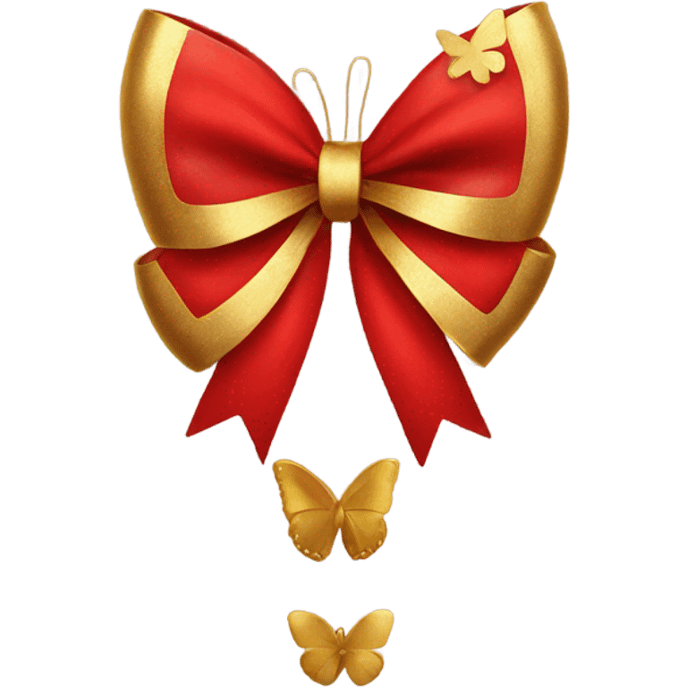 Red bow with gold butterfly  emoji