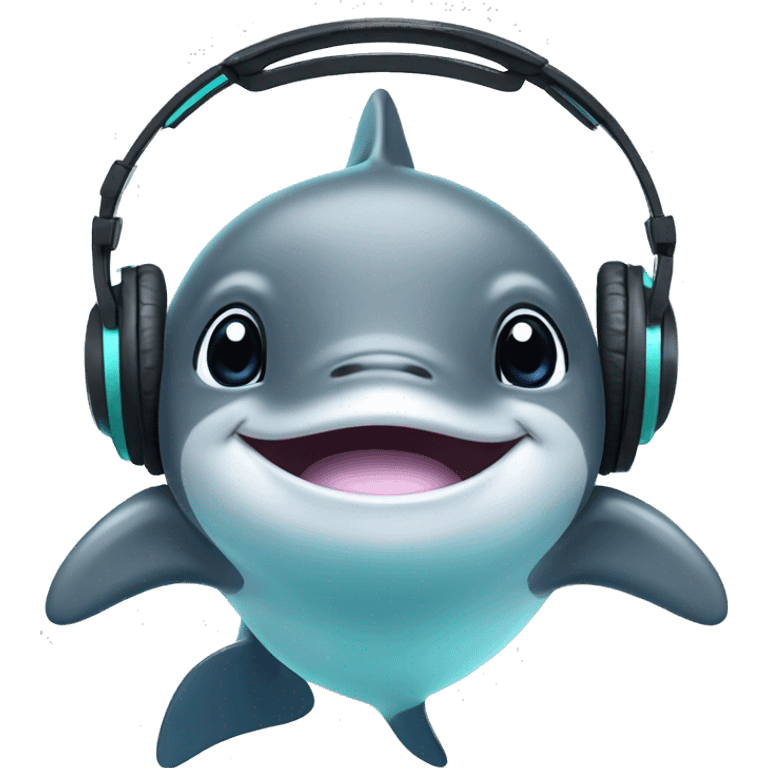 cute dolphin with headphones emoji