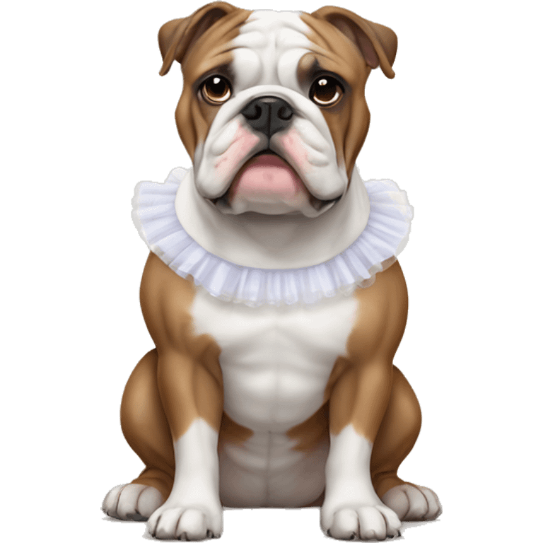 Brown and white English bulldog wearing tutu  emoji