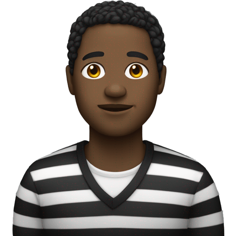 Black man in black and white striped clothes emoji