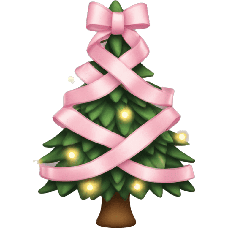 Christmas tree with light pink bows and lights emoji