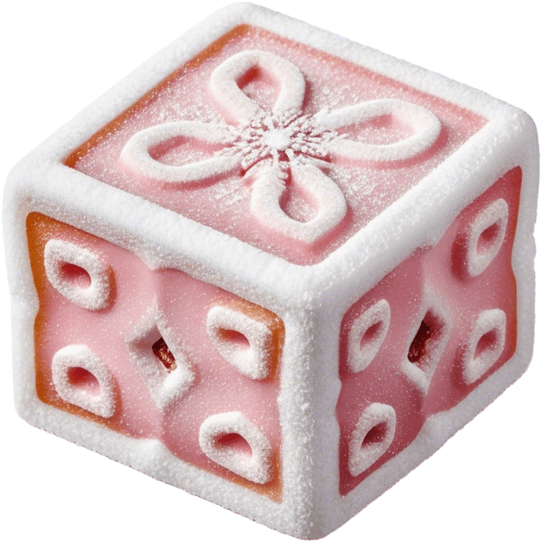 Turkish Delight Cinematic Realistic Turkish Delight Dessert Emoji, depicted as a single, delicate piece of Turkish delight dusted with powdered sugar, rendered with intricate textures and soft, inviting lighting. emoji