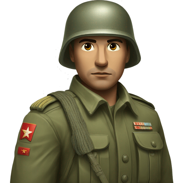 realistic ussr soldier serious with military takes emoji