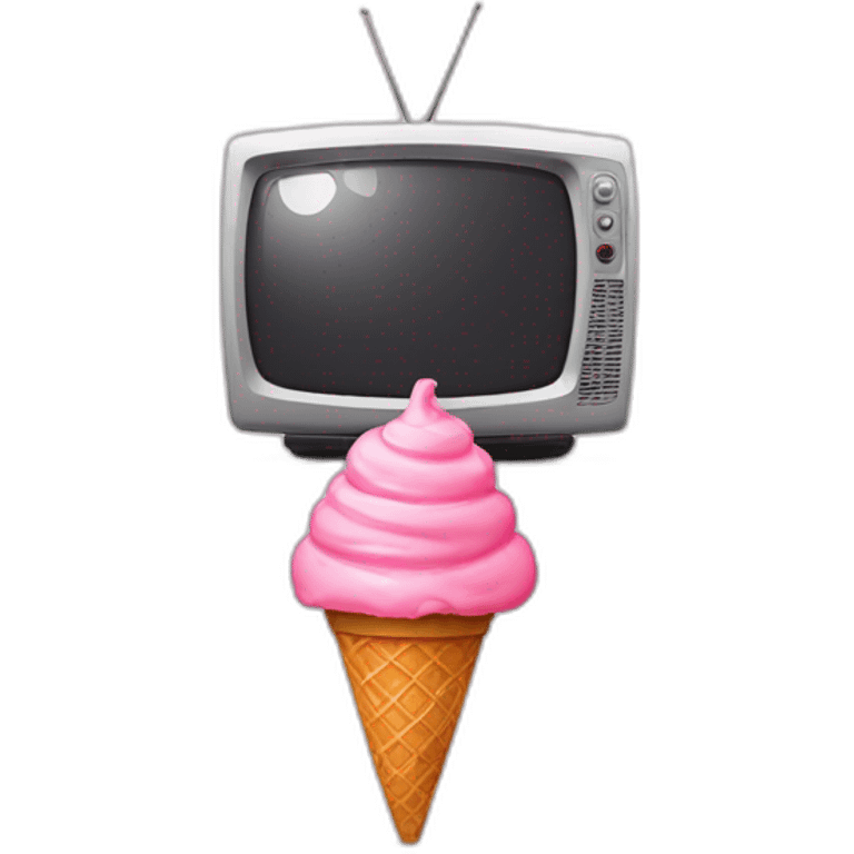 A pink TV with strawberry icecream emoji