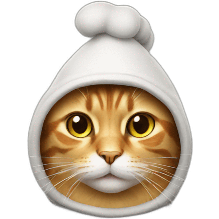 Cat wearing chicken hat emoji