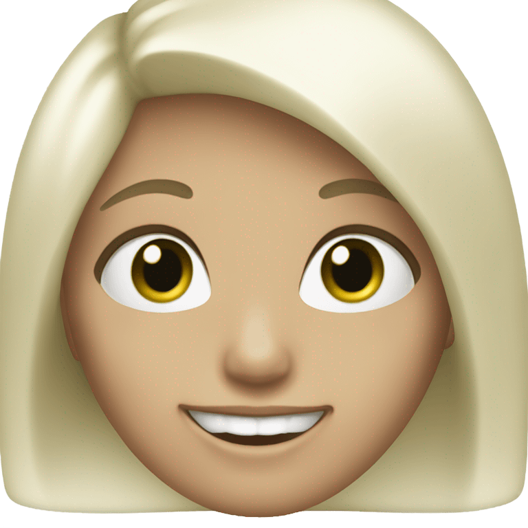 Girl with white blonde hair green eyes and very white large teeth emoji