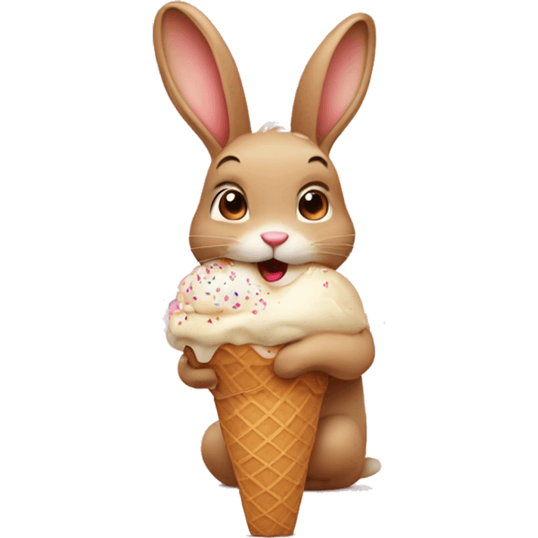 Tan bunny eating ice cream emoji