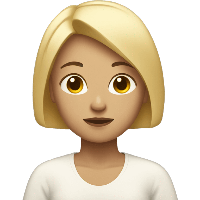 Girl with short blond hair meditating  emoji