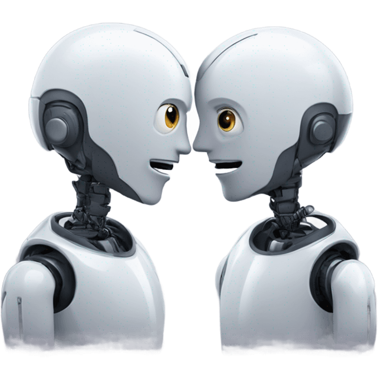 AI robot whispering a joke to another robot emoji