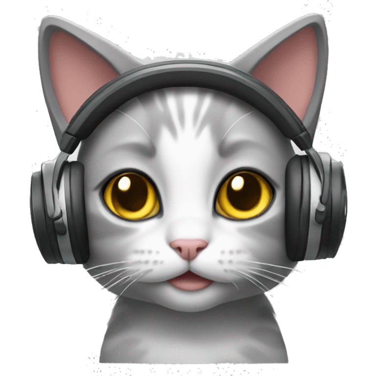 Kitty with headset emoji