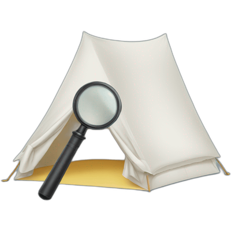 White tent with magnifying glass emoji