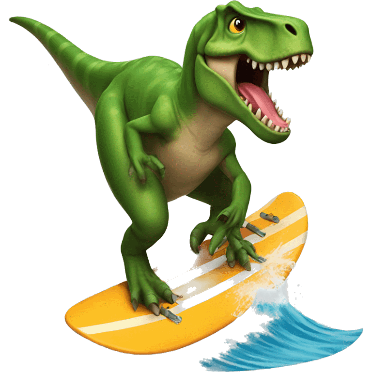 T-rex surfing emoji