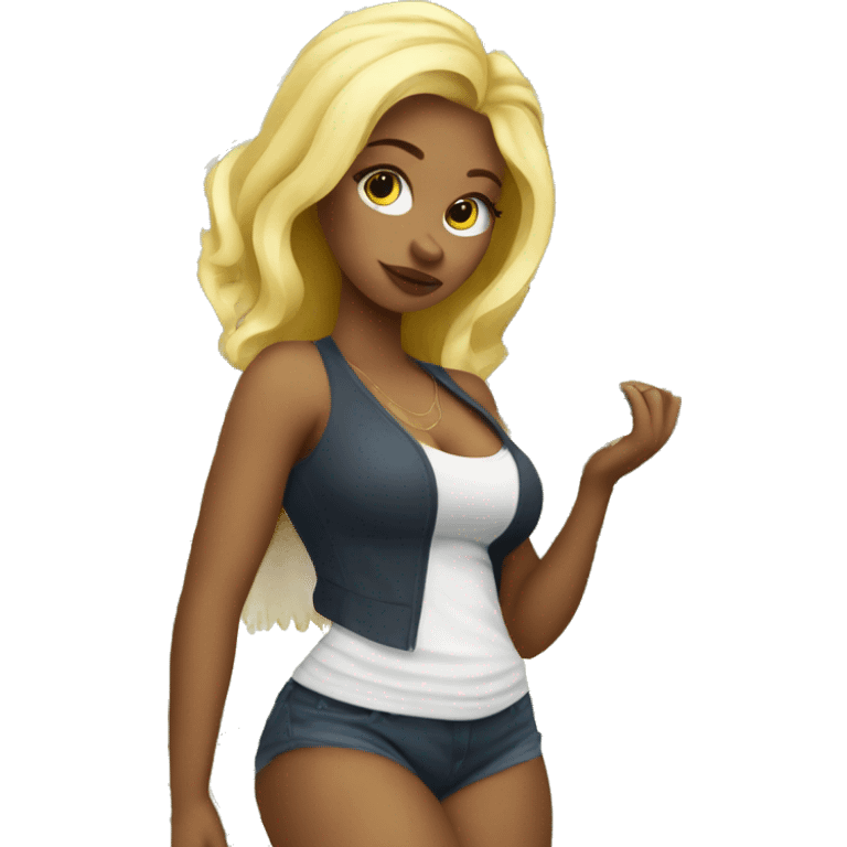 Curvy blond Girl with Money emoji