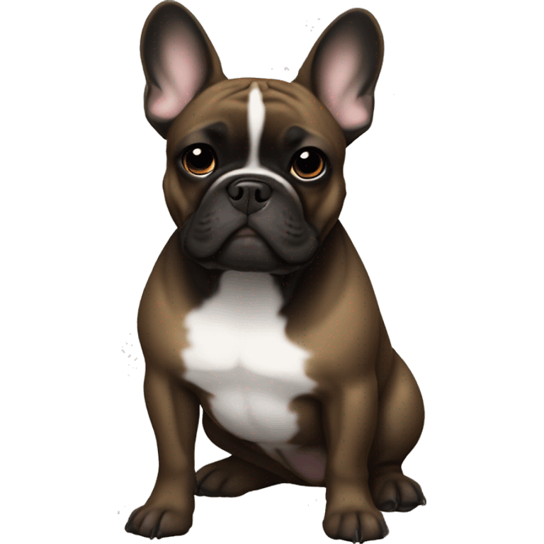 A French bulldog with a black head, brown eyes and a white breast emoji