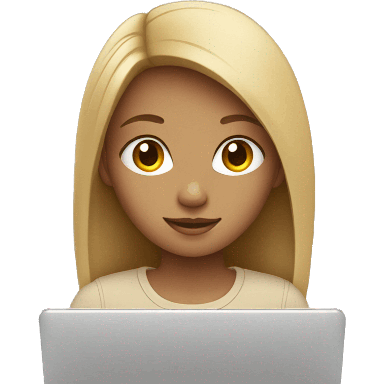 girl profile with laptop wearing beige shirt emoji