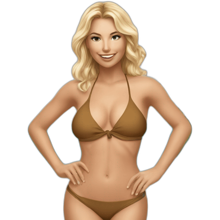 Sexy pose soft-fit Caucasian woman bikini (beach body) circles emoji