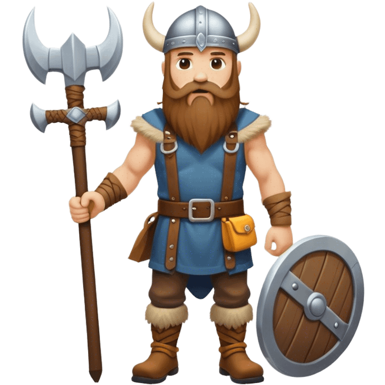 road builder full body as a viking with long bear emoji