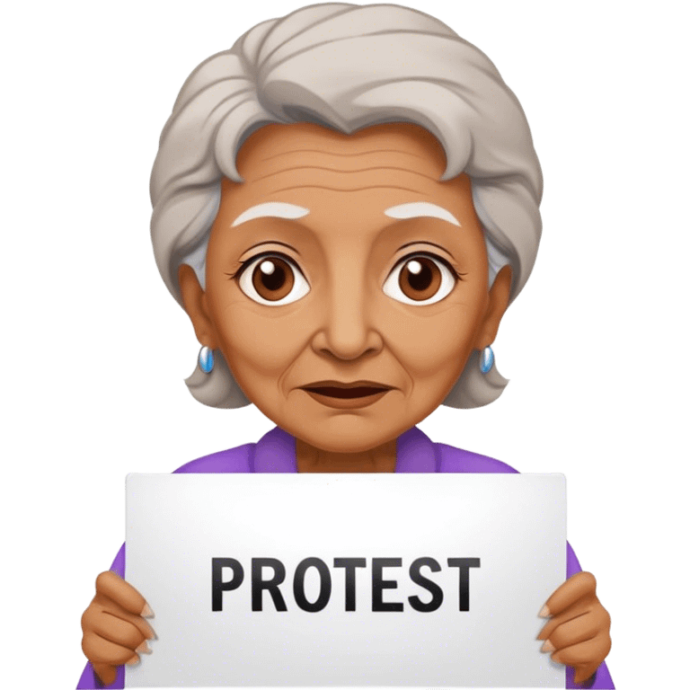 Old woman holding a  protest sign emoji