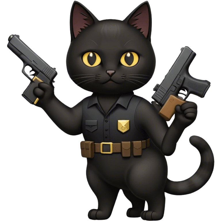 Black cat carrying a glock emoji