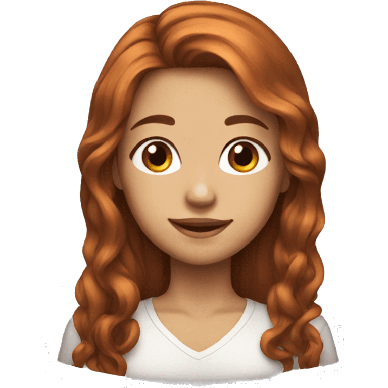  long haired girl with orangey brown hair smirking emoji