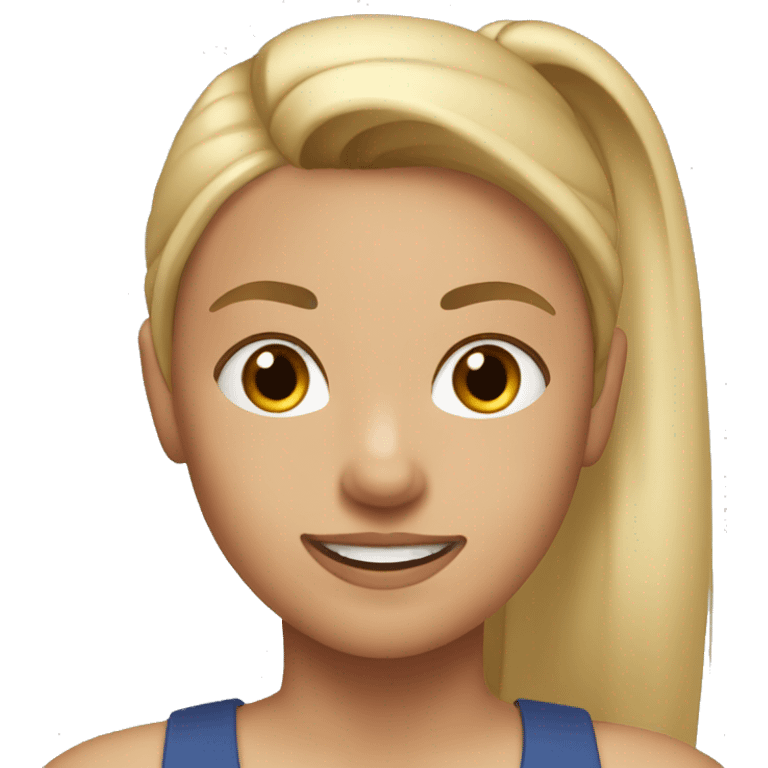 Girl with blonde and brown ponytail in gym clothes emoji