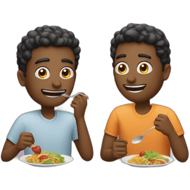 Two friends man eat lunch emoji