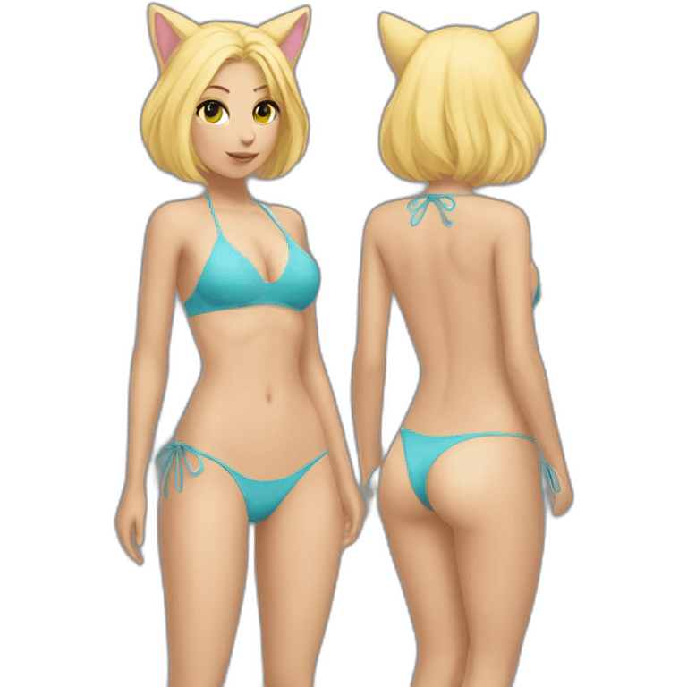 hot catgirl blonde swim suit emoji