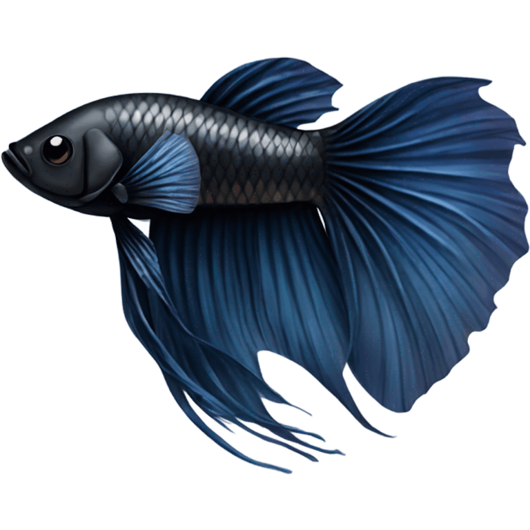 Black betta fish short fins emoji